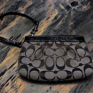 Coach Signature Brown and Black Wristlet